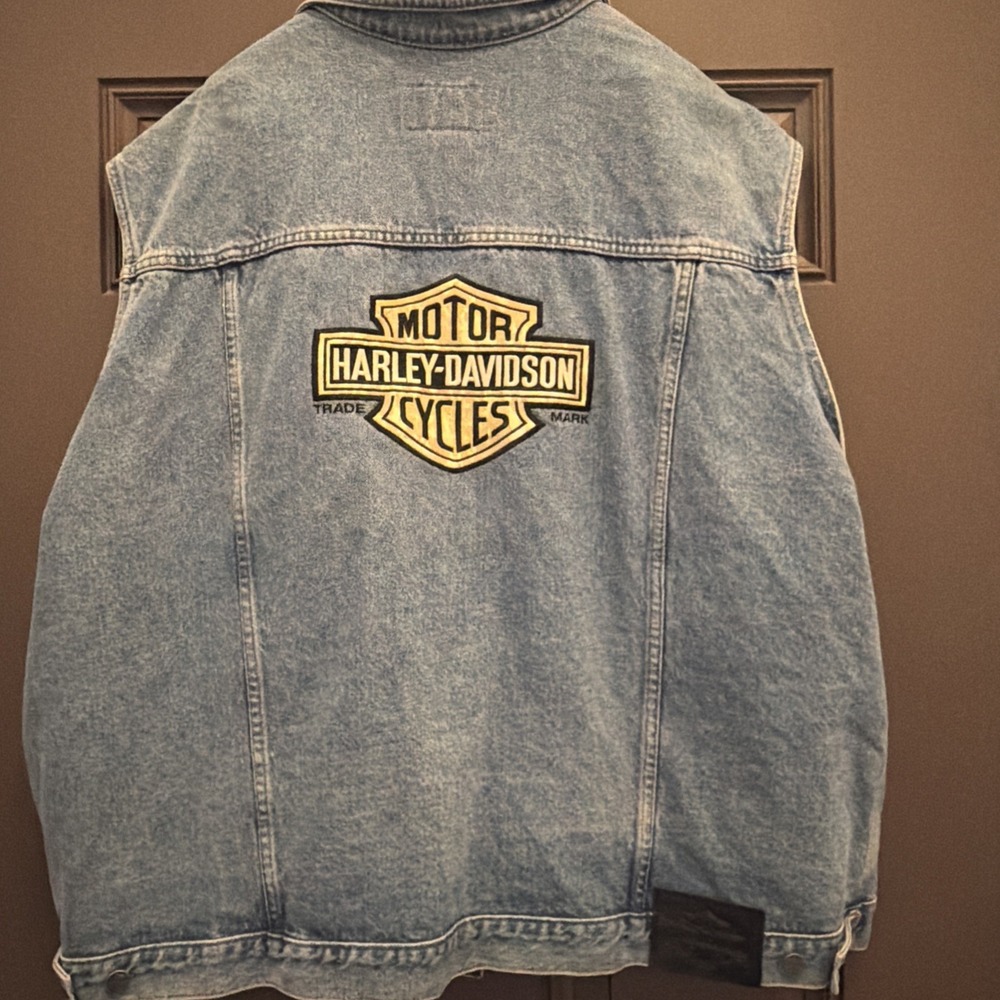 VTG  An American Legend Harley Davidson Denim Sleeveless Jean Vest 3XL XXXL - Picture 7 of 13
